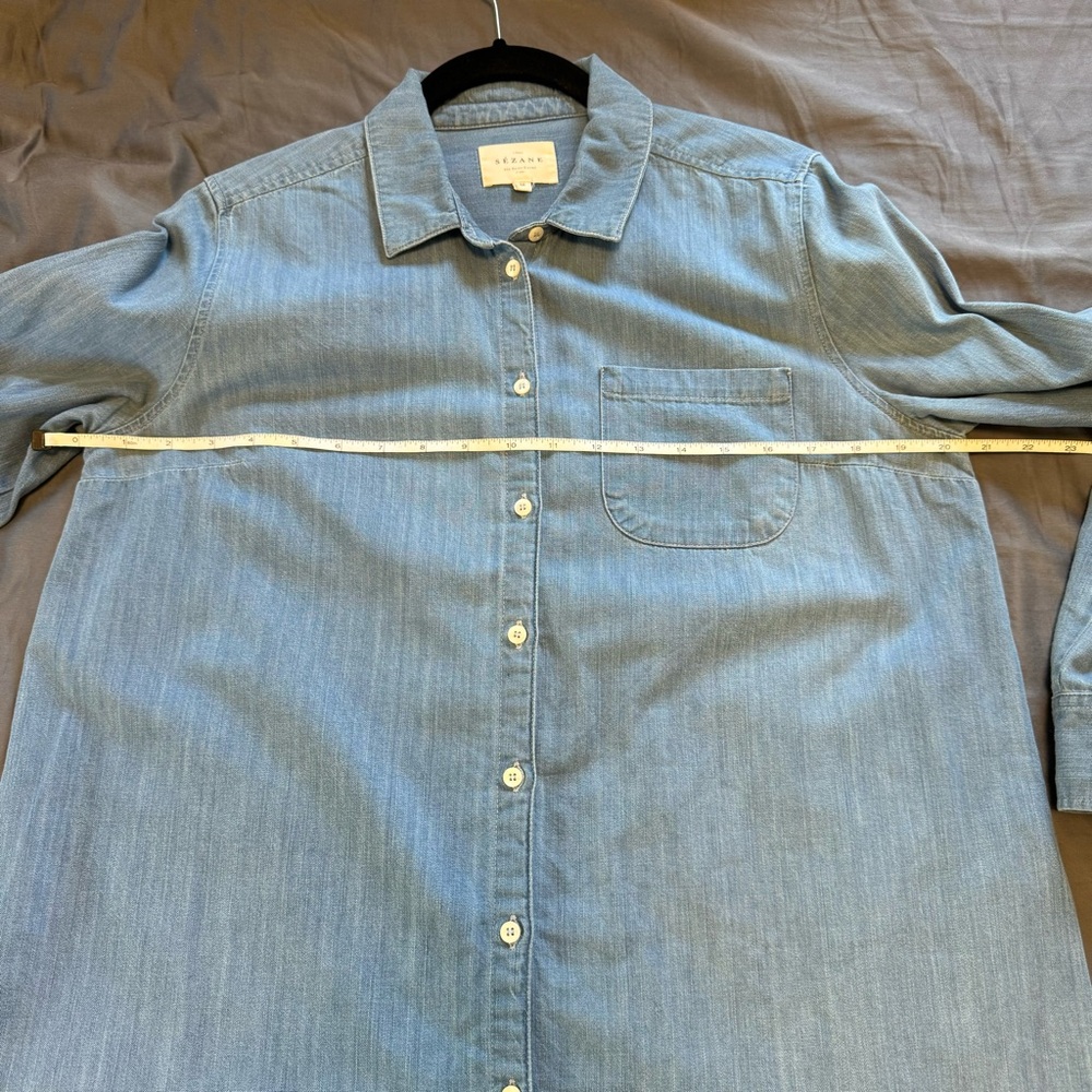 Sezane Max Light Blue Denim Button-Down Shirt US 4 EU 36 - Picture 4 of 6